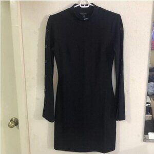 Elegant Black Button-Sleeve Dress
